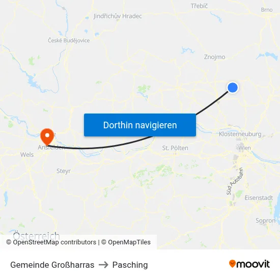 Gemeinde Großharras to Pasching map
