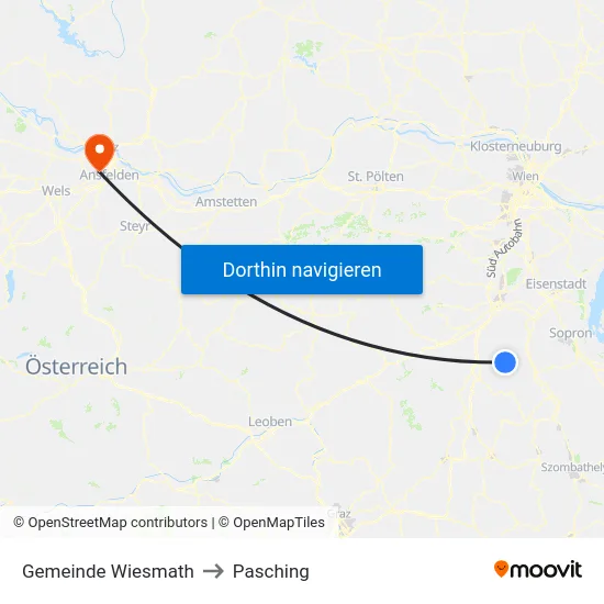 Gemeinde Wiesmath to Pasching map
