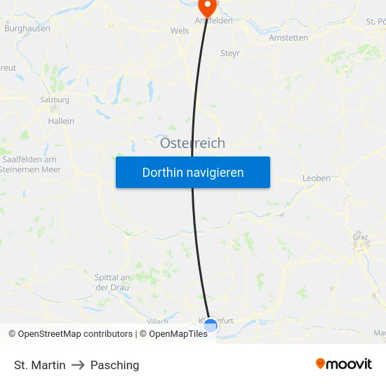 St. Martin to Pasching map
