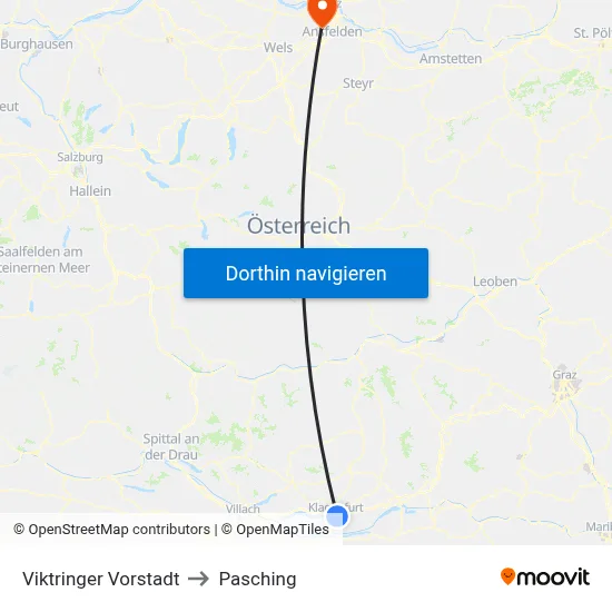 Viktringer Vorstadt to Pasching map