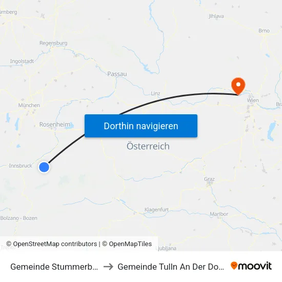 Gemeinde Stummerberg to Gemeinde Tulln An Der Donau map