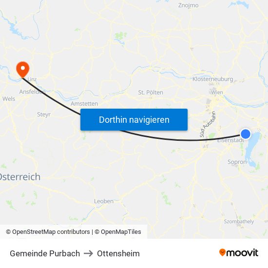 Gemeinde Purbach to Ottensheim map
