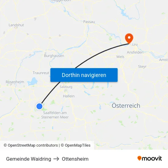 Gemeinde Waidring to Ottensheim map