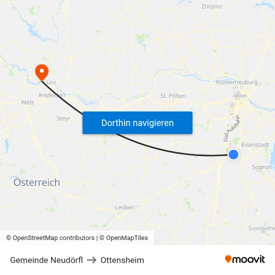 Gemeinde Neudörfl to Ottensheim map