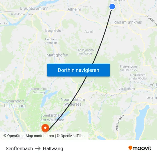 Senftenbach to Hallwang map