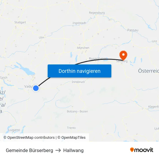 Gemeinde Bürserberg to Hallwang map