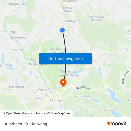 Auerbach to Hallwang map