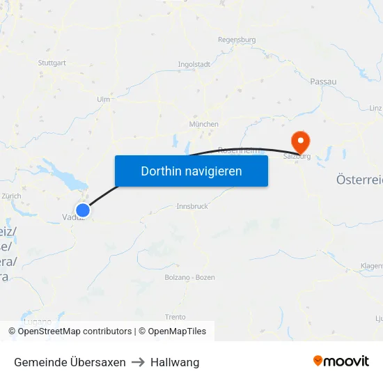 Gemeinde Übersaxen to Hallwang map