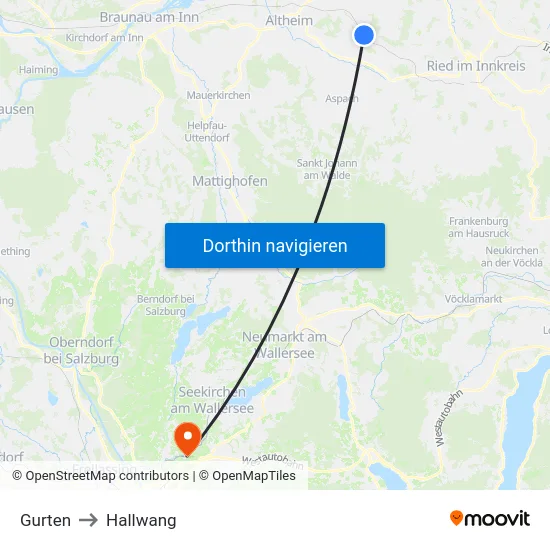 Gurten to Hallwang map