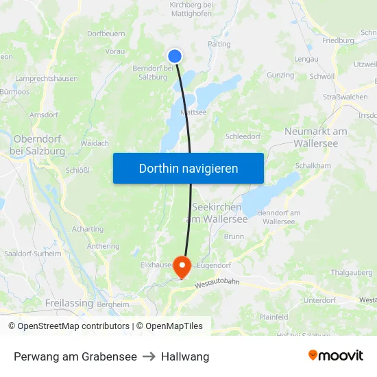 Perwang am Grabensee to Hallwang map