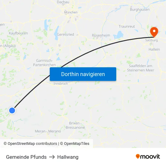 Gemeinde Pfunds to Hallwang map