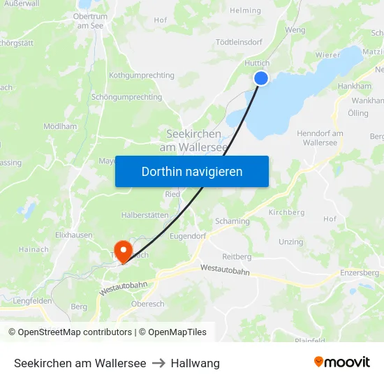 Seekirchen am Wallersee to Hallwang map