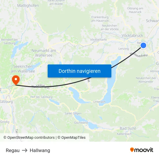 Regau to Hallwang map