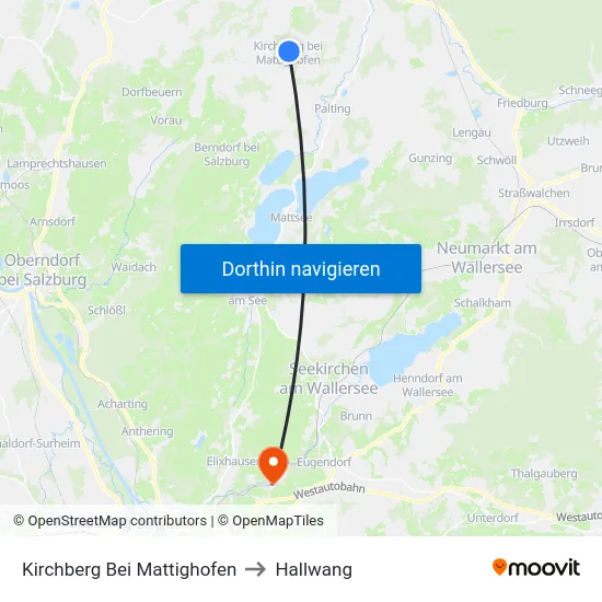 Kirchberg Bei Mattighofen to Hallwang map