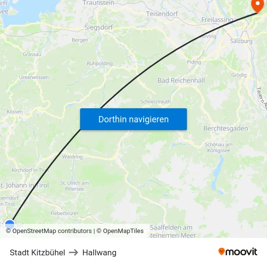 Stadt Kitzbühel to Hallwang map