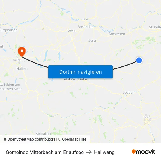 Gemeinde Mitterbach am Erlaufsee to Hallwang map
