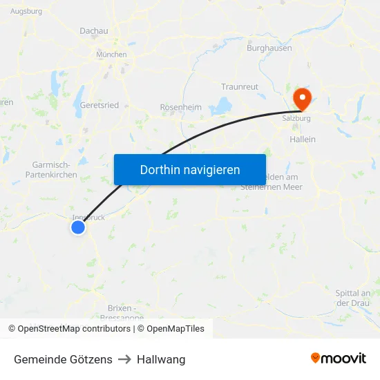 Gemeinde Götzens to Hallwang map