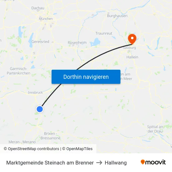 Marktgemeinde Steinach am Brenner to Hallwang map