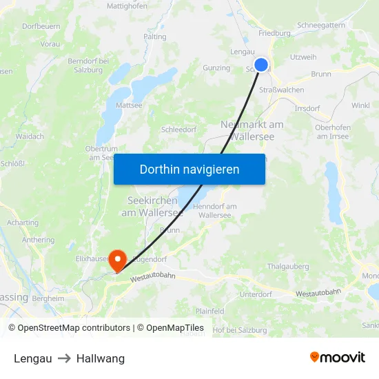 Lengau to Hallwang map