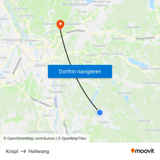 Krispl to Hallwang map