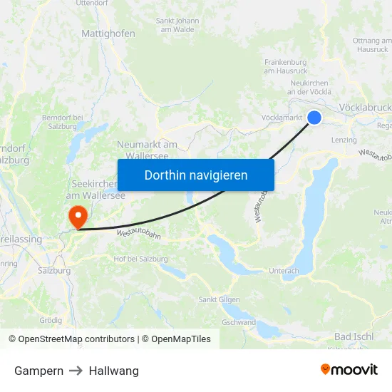 Gampern to Hallwang map