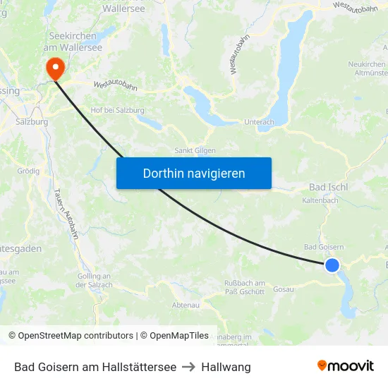 Bad Goisern am Hallstättersee to Hallwang map