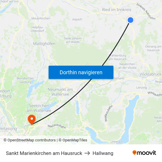 Sankt Marienkirchen am Hausruck to Hallwang map