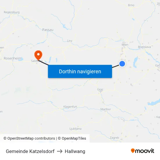 Gemeinde Katzelsdorf to Hallwang map