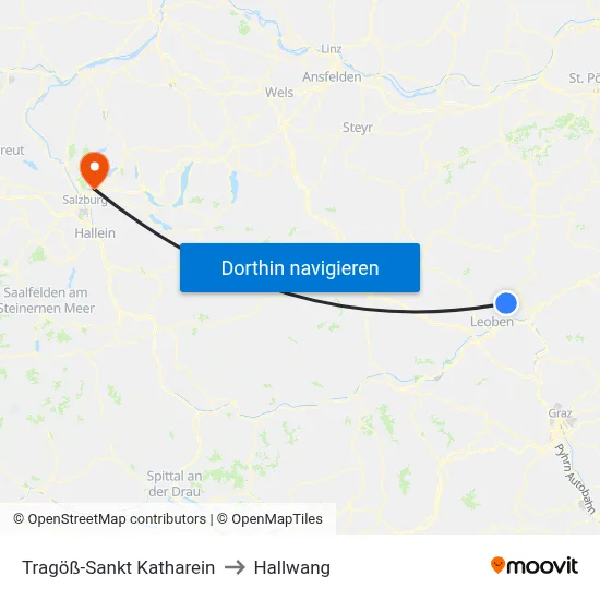 Tragöß-Sankt Katharein to Hallwang map