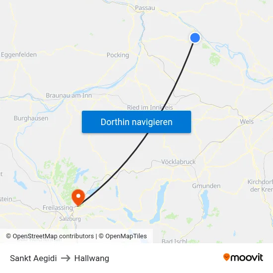 Sankt Aegidi to Hallwang map