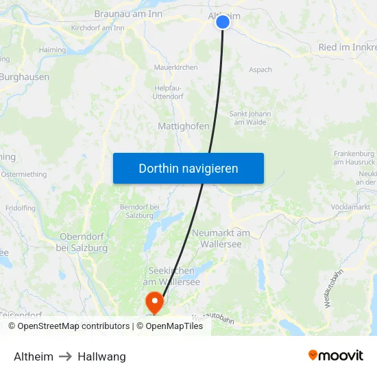 Altheim to Hallwang map