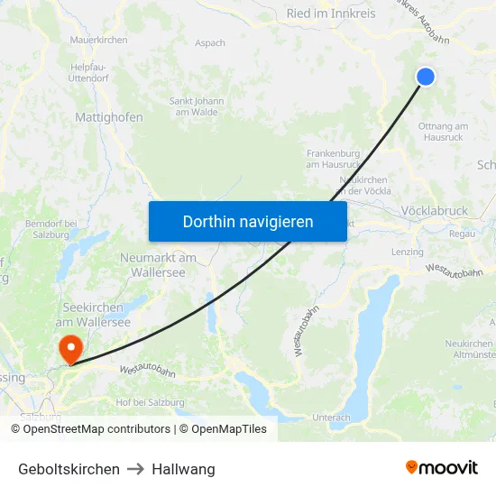 Geboltskirchen to Hallwang map