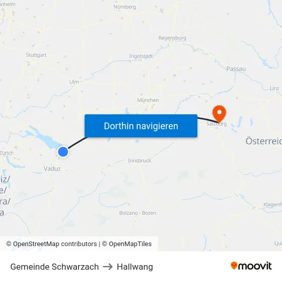 Gemeinde Schwarzach to Hallwang map