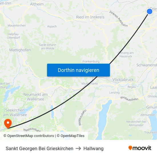 Sankt Georgen Bei Grieskirchen to Hallwang map
