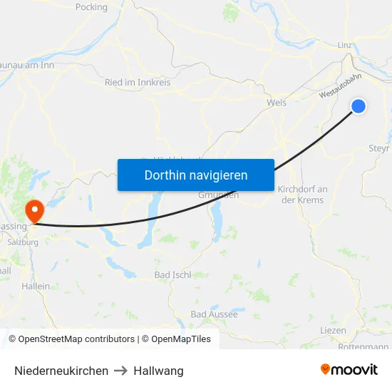 Niederneukirchen to Hallwang map