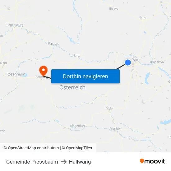 Gemeinde Pressbaum to Hallwang map