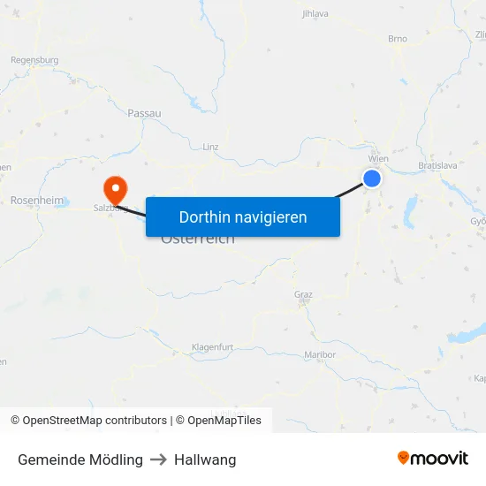 Gemeinde Mödling to Hallwang map