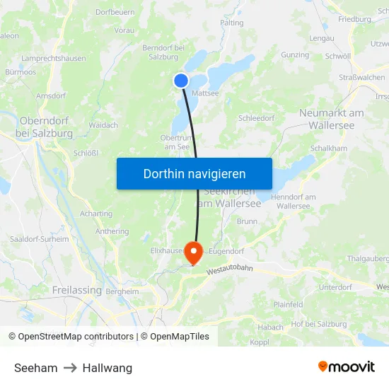 Seeham to Hallwang map