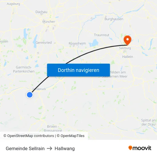 Gemeinde Sellrain to Hallwang map