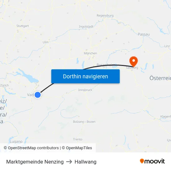 Marktgemeinde Nenzing to Hallwang map