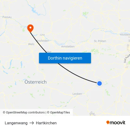 Langenwang to Hartkirchen map