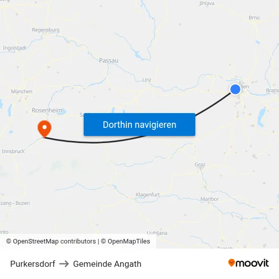 Purkersdorf to Gemeinde Angath map