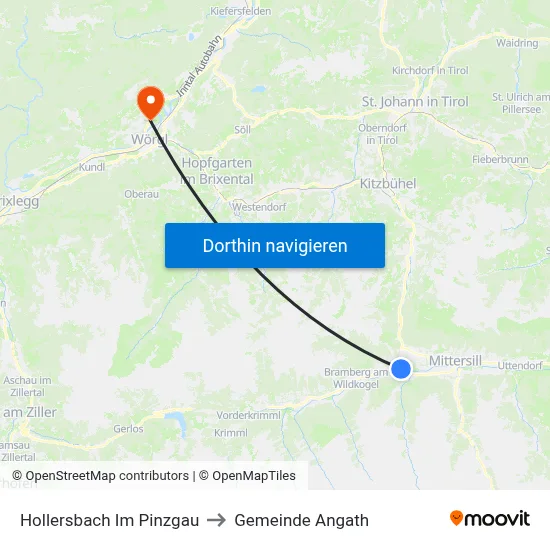 Hollersbach Im Pinzgau to Gemeinde Angath map