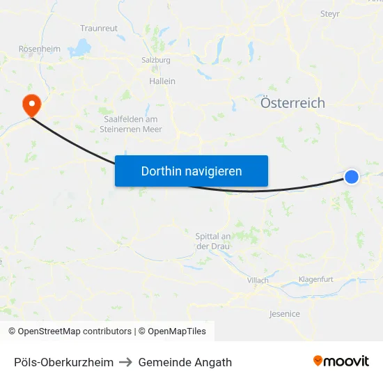 Pöls-Oberkurzheim to Gemeinde Angath map