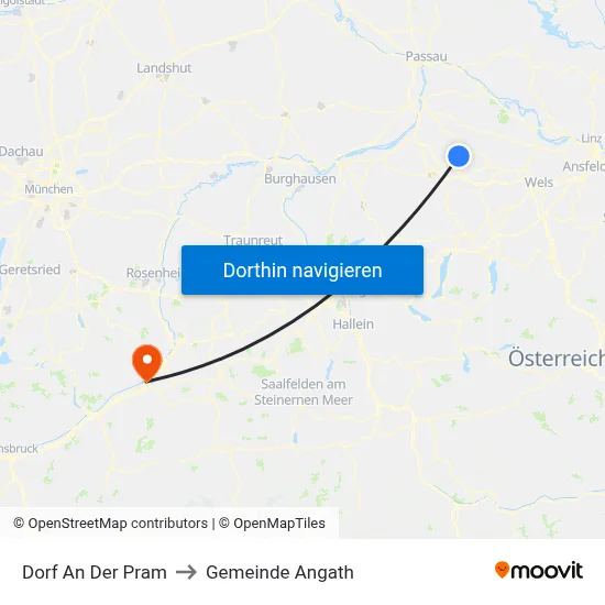 Dorf An Der Pram to Gemeinde Angath map