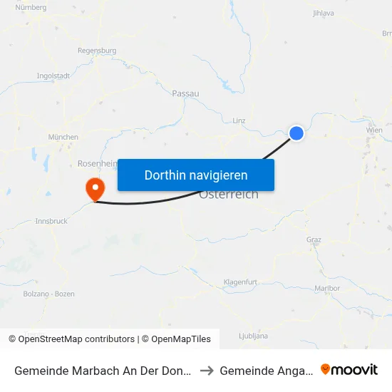 Gemeinde Marbach An Der Donau to Gemeinde Angath map