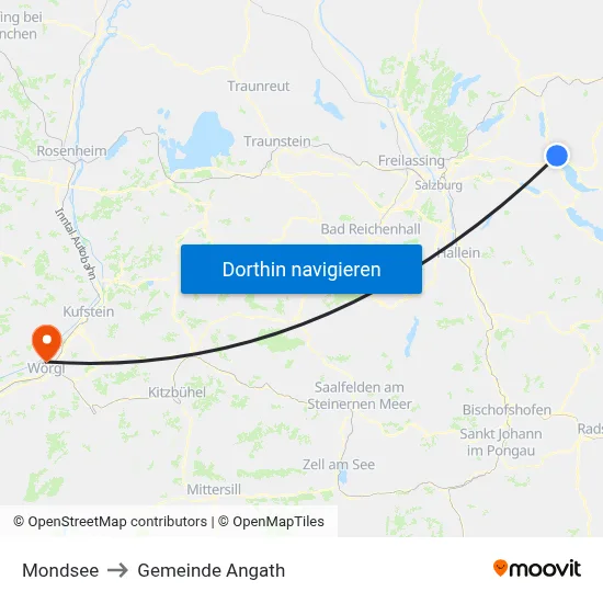 Mondsee to Gemeinde Angath map
