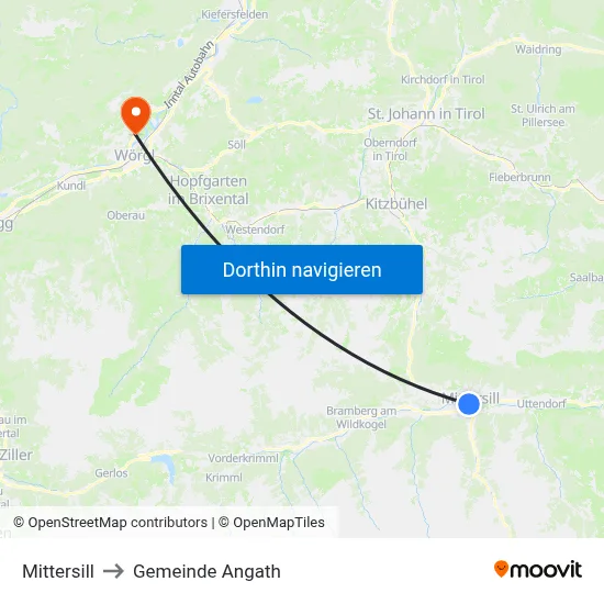Mittersill to Gemeinde Angath map