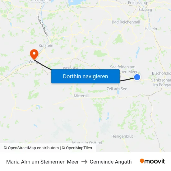 Maria Alm am Steinernen Meer to Gemeinde Angath map