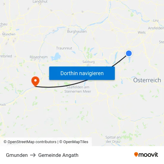 Gmunden to Gemeinde Angath map